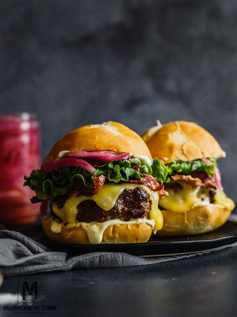 homemade-burger-recipe-with-pickled-red-onions image