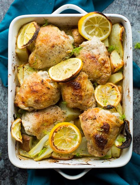 roasted-lemon-fennel-chicken-thighs-a-saucy-kitchen image