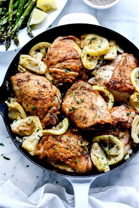 lemon-chicken-thighs-with-artichokes-foodiecrush image
