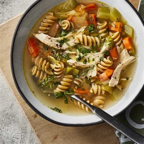 turkey-pasta-vegetable-soup-recipe-eatingwell image
