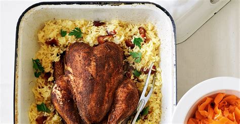 moroccan-chicken-with-saffron-pilaf-and-spicy-carrots image