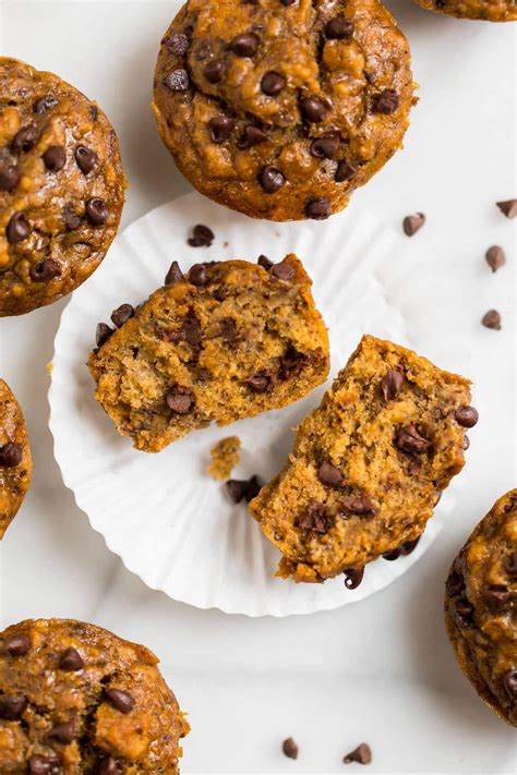 healthy-banana-chocolate-chip-muffins-well-plated image