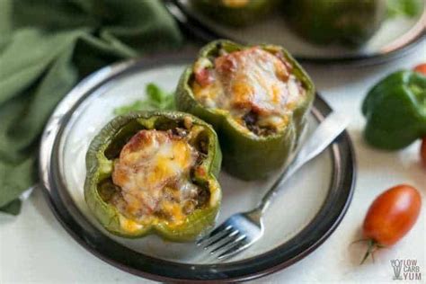 low-carb-stuffed-peppers-topped-with-cheese image