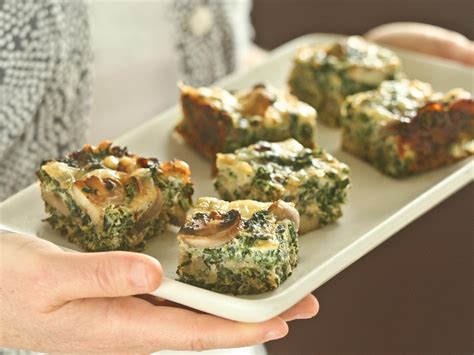 spinach-mushroom-and-swiss-crustless-quiche-squares image