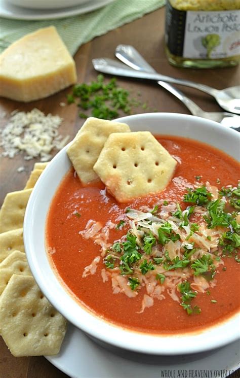 creamy-pesto-tomato-soup-whole-and-heavenly-oven image