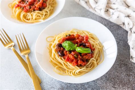 vegan-pasta-puttanesca-recipe-with-capers-and-olives image