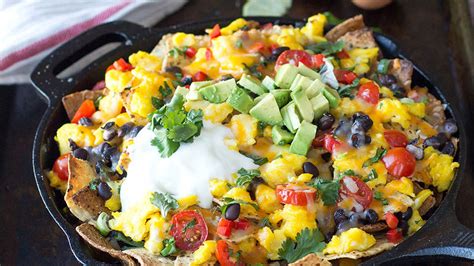 easy-skillet-breakfast-nachos-recipe-tablespooncom image