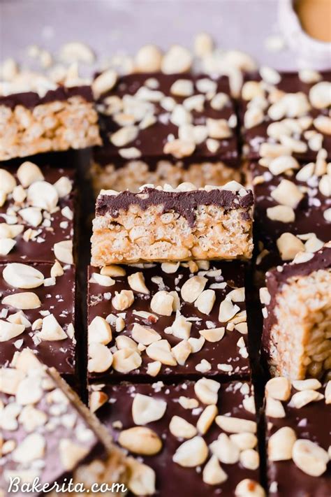 no-bake-chocolate-peanut-butter-crispy-bars-gluten image