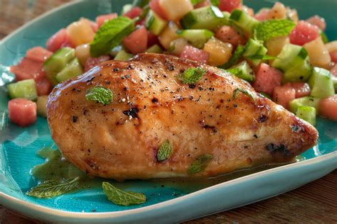 miso-glazed-chicken-with-minted-melon-relish image