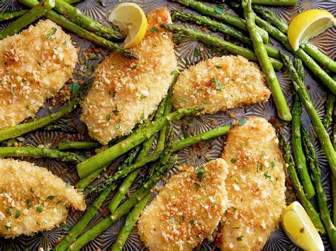 chicken-cutlets-and-roasted-asparagus-sheet-pan image