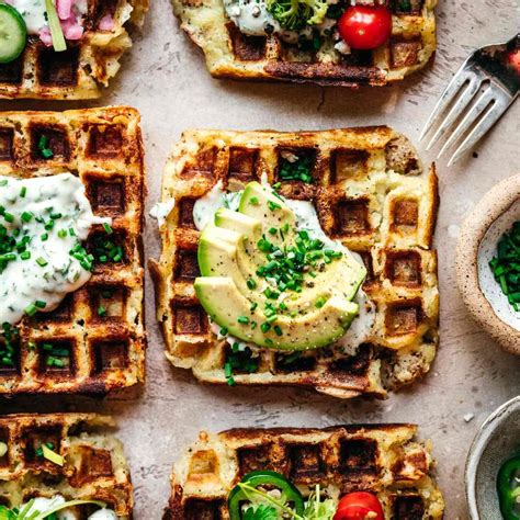 savory-mashed-potato-waffles-crowded-kitchen image