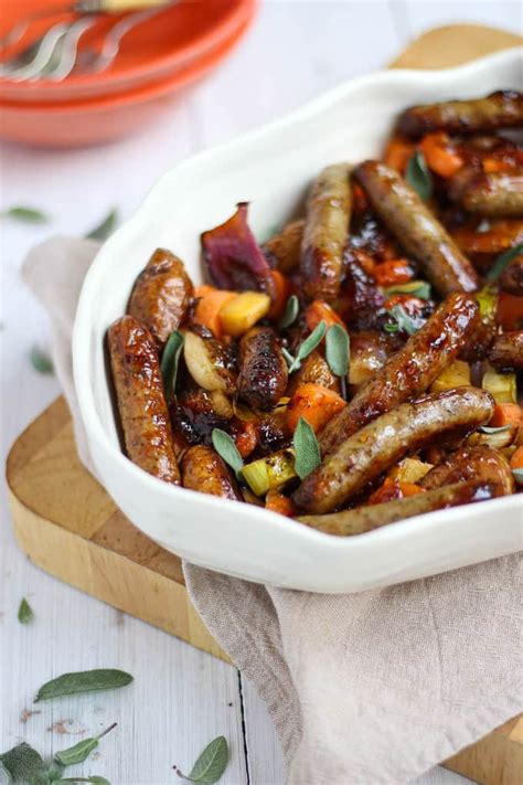 easiest-ever-sticky-sausage-tray-bake-taming-twins image