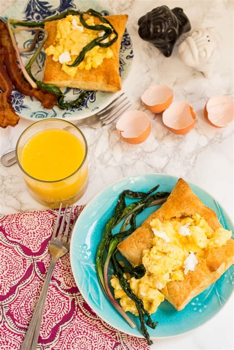 goat-cheese-scrambled-eggs-and-ramps-in-puff-pastry image