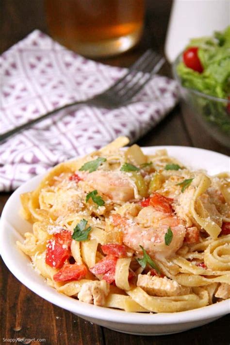 cajun-chicken-and-shrimp-alfredo-pasta-snappy-gourmet image