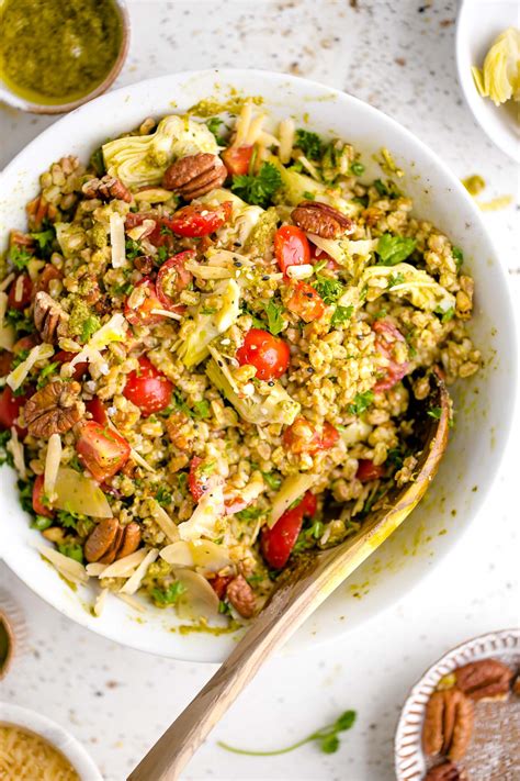 farro-with-pesto-tomatoes-and-pecans-andie-mitchell image