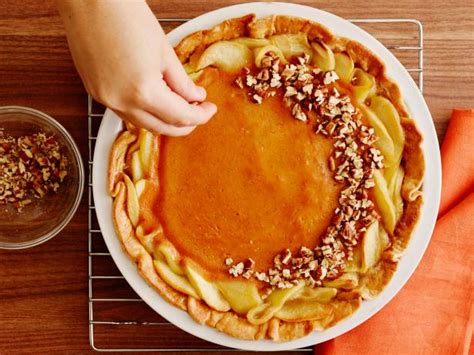 how-to-make-apple-pumpkin-pecan-pie-food-network image
