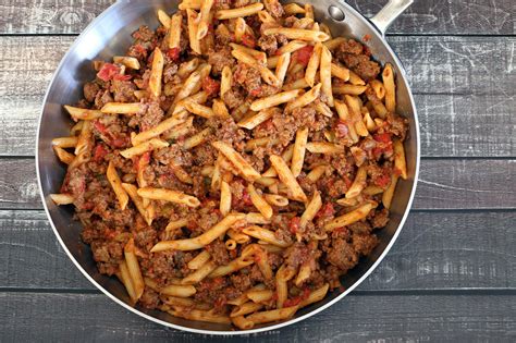 hamburger-and-pasta-skillet-recipe-the-spruce-eats image