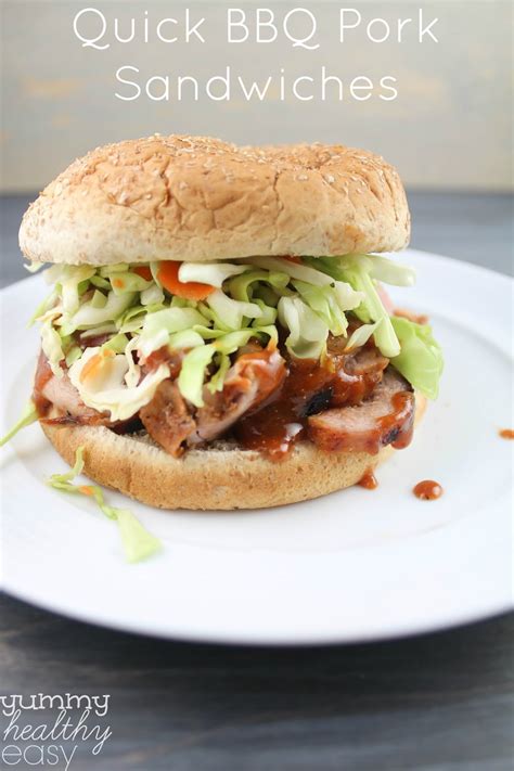 quick-bbq-pork-sandwiches-with-homemade-sauce-slaw image