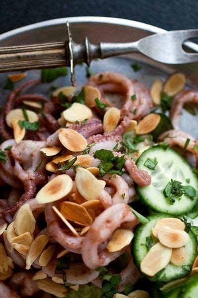 squid-salad-with-cucumbers-almonds-and-pickled-plum-dressing image