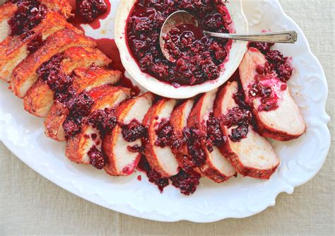 smoked-pork-loin-with-blackberry-chutney-recipe-food image