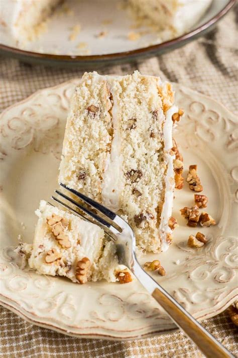 butter-pecan-cake-with-buttercream-frosting-plating image