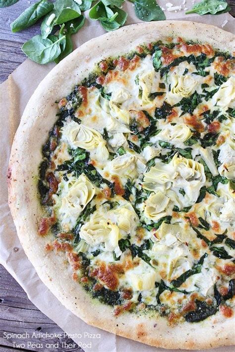 spinach-artichoke-pesto-pizza image