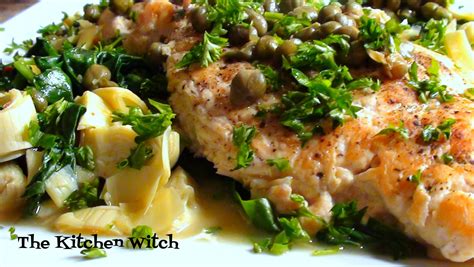 skinny-chicken-piccata-with-sauteed-spinach-and image
