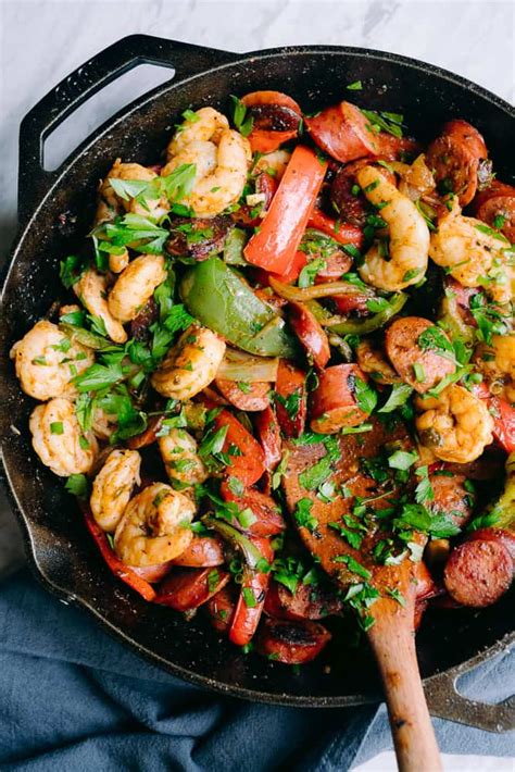 cajun-shrimp-sausage-and-peppers-skillet-a-full-living image