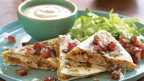 chicken-quesadillas-with-chipotle-crema-pico-de-gallo image