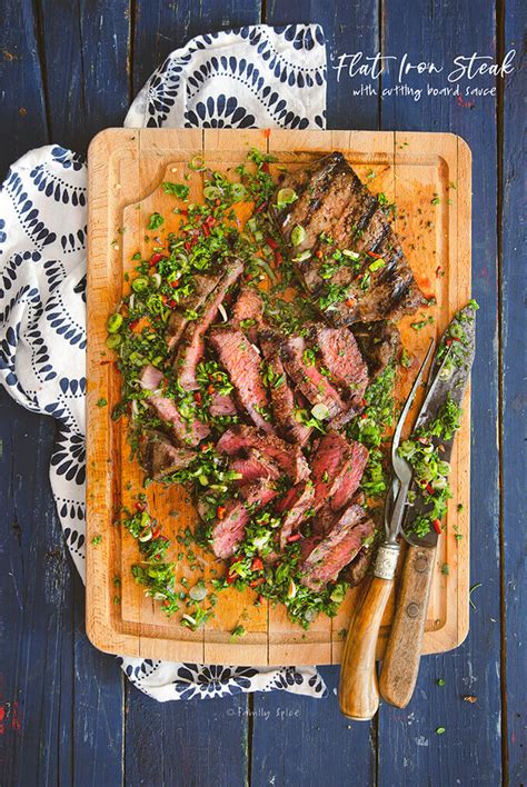 flat-iron-steak-with-steak-board-sauce-family-spice image