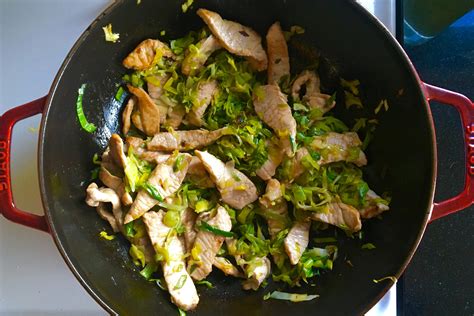 simple-pork-and-leeks-stir-fry-recipe-the-spruce-eats image