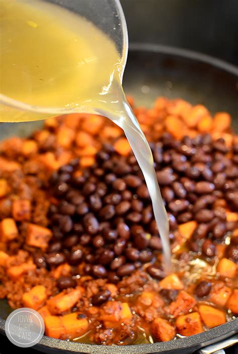 chorizo-sweet-potato-and-black-bean-rice-skillet image