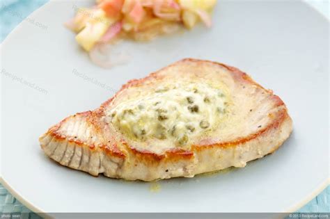 grilled-tuna-steak-with-lemon-caper-butter image