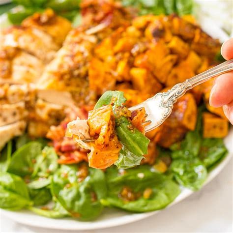 warm-chicken-and-sweet-potato-salad-with-bacon-vinaigrette image