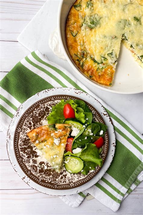 easy-crustless-quiche-with-bacon-cheese-and-spinach image