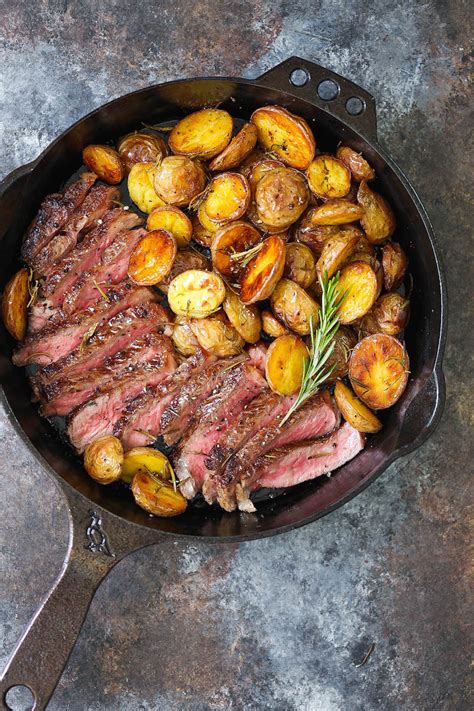 skillet-steak-with-rosemary-roasted-potatoes-damn image