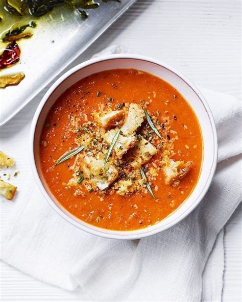 roasted-tomato-soup-with-croutons-recipe-delicious image