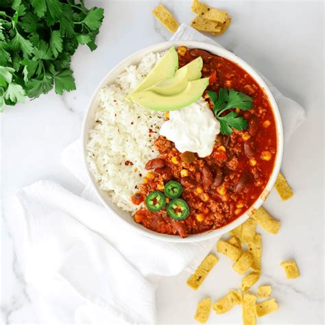 loaded-turkey-chili-over-rice-simply-made image