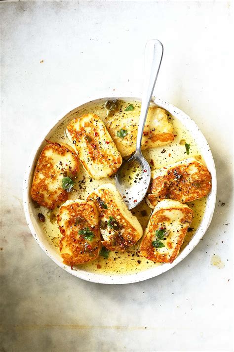 pan-fried-halloumi-with-peppered-honey-serving image