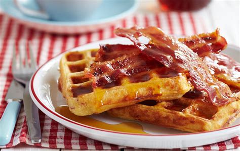 james-martins-bacon-waffles-with-maple-syrup image
