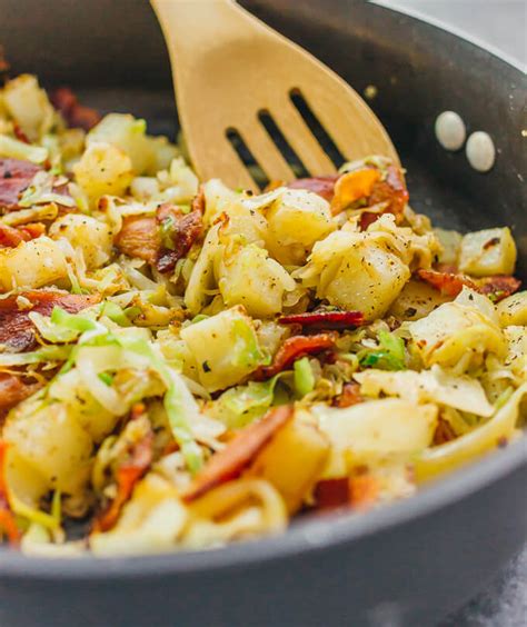 fried-cabbage-and-potatoes-with-bacon-savory image
