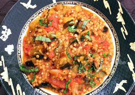 eggplant-and-tomato-sauce-with-israeli-couscous image