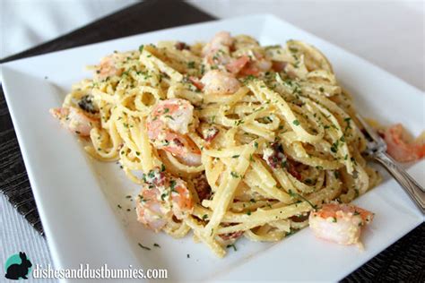 shrimp-and-bacon-pasta-carbonara-dishes-dust image