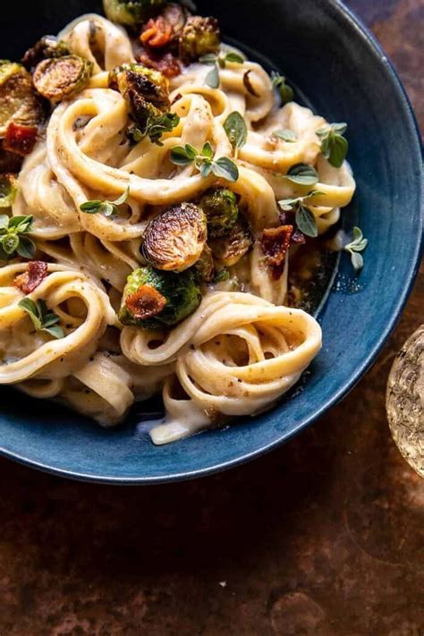 brown-butter-brussels-sprout-and-bacon-fettuccine-alfredo image