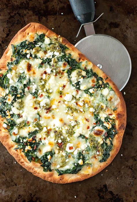 three-cheese-pesto-spinach-flatbread-pizza image