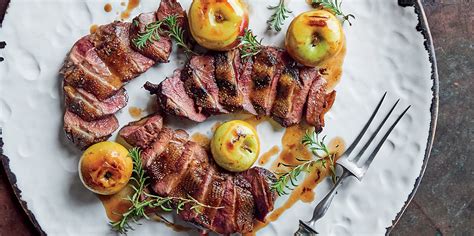 smoked-duck-breasts-with-apple-brandy-caramel image