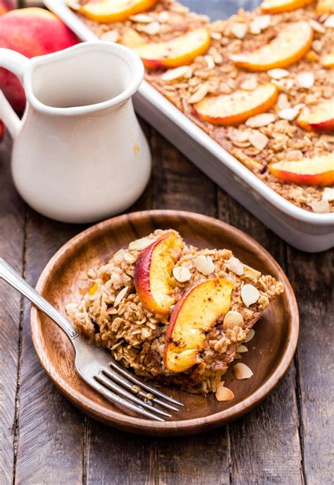 cinnamon-peach-almond-baked-oatmeal image