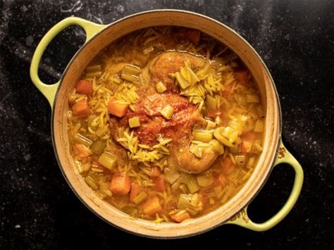 chicken-in-a-pot-with-orzo-recipe-ina-garten-food image