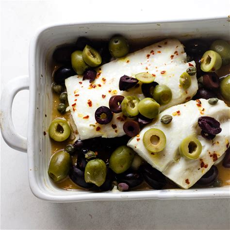 baked-cod-with-olives-easiest-fish-recipe-ever image