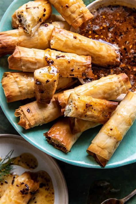 oven-fried-feta-rolls-with-chili-honey-half-baked image